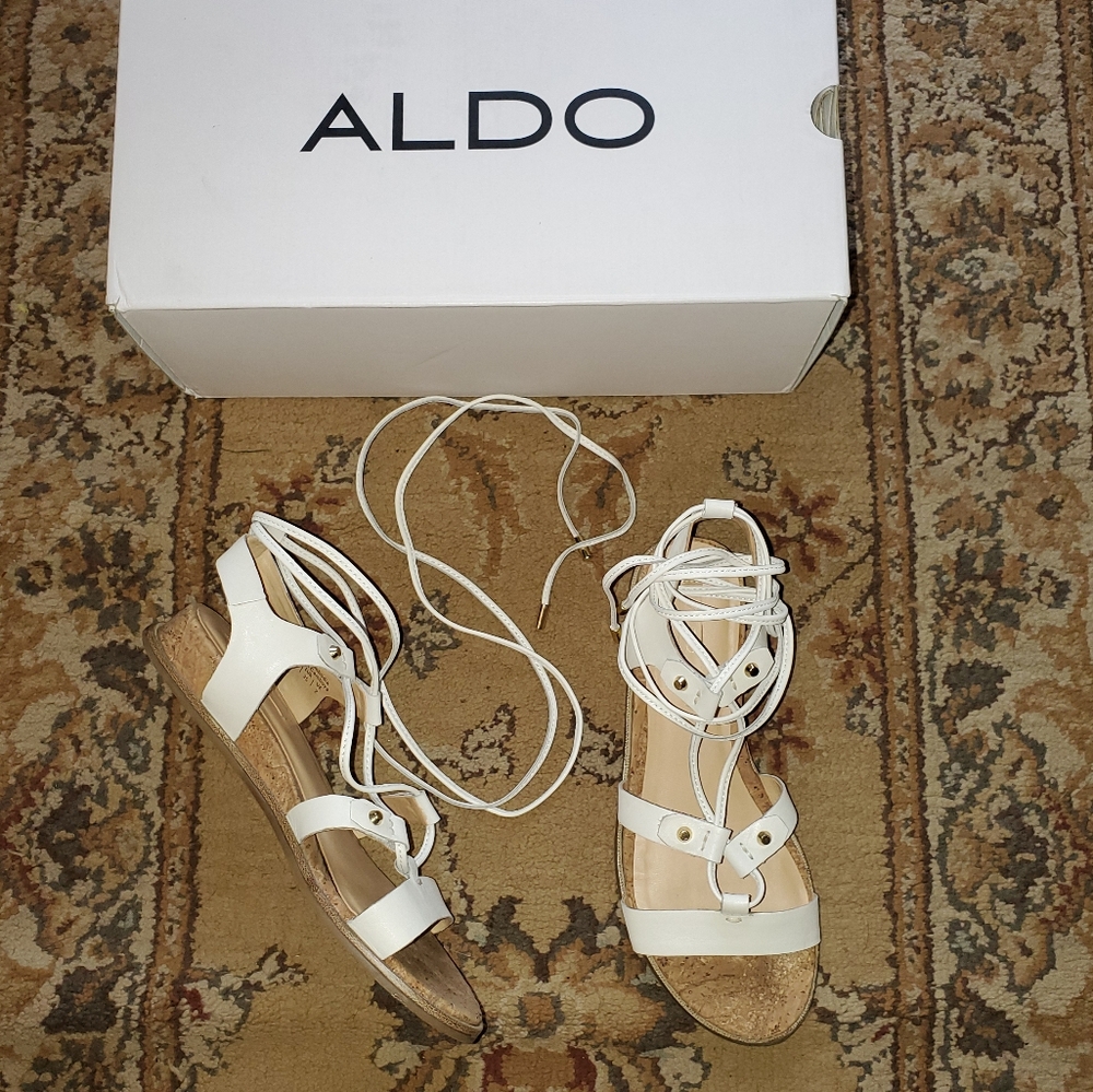 Aldo white lace up sandals